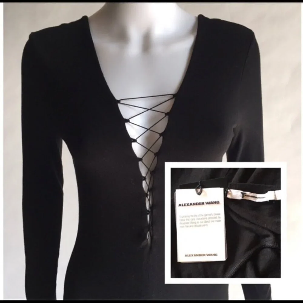 Alexander Wang Lace Up Midi Dress NWT - Picture 6 of 13